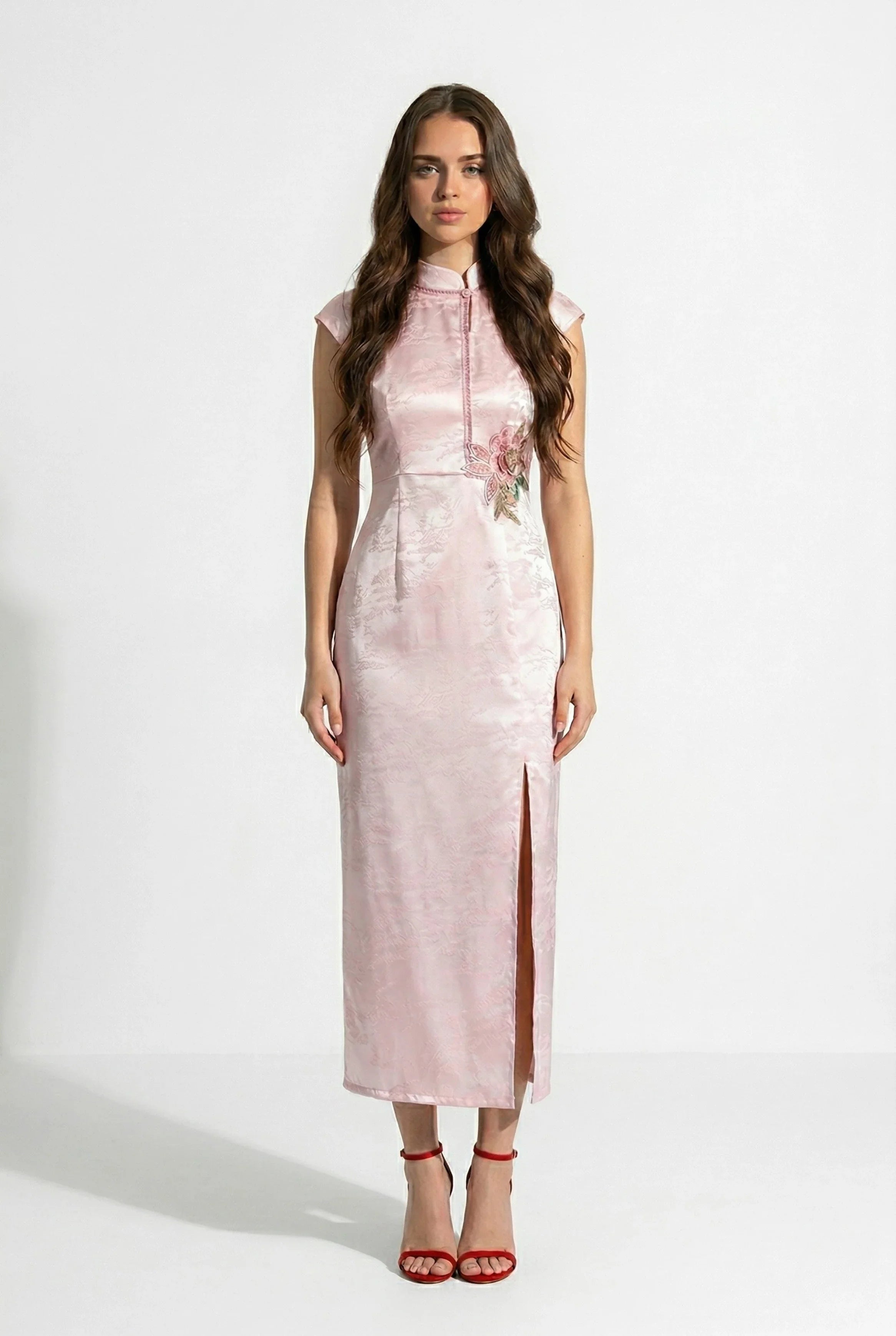Womens Light Pink Chinese Dress