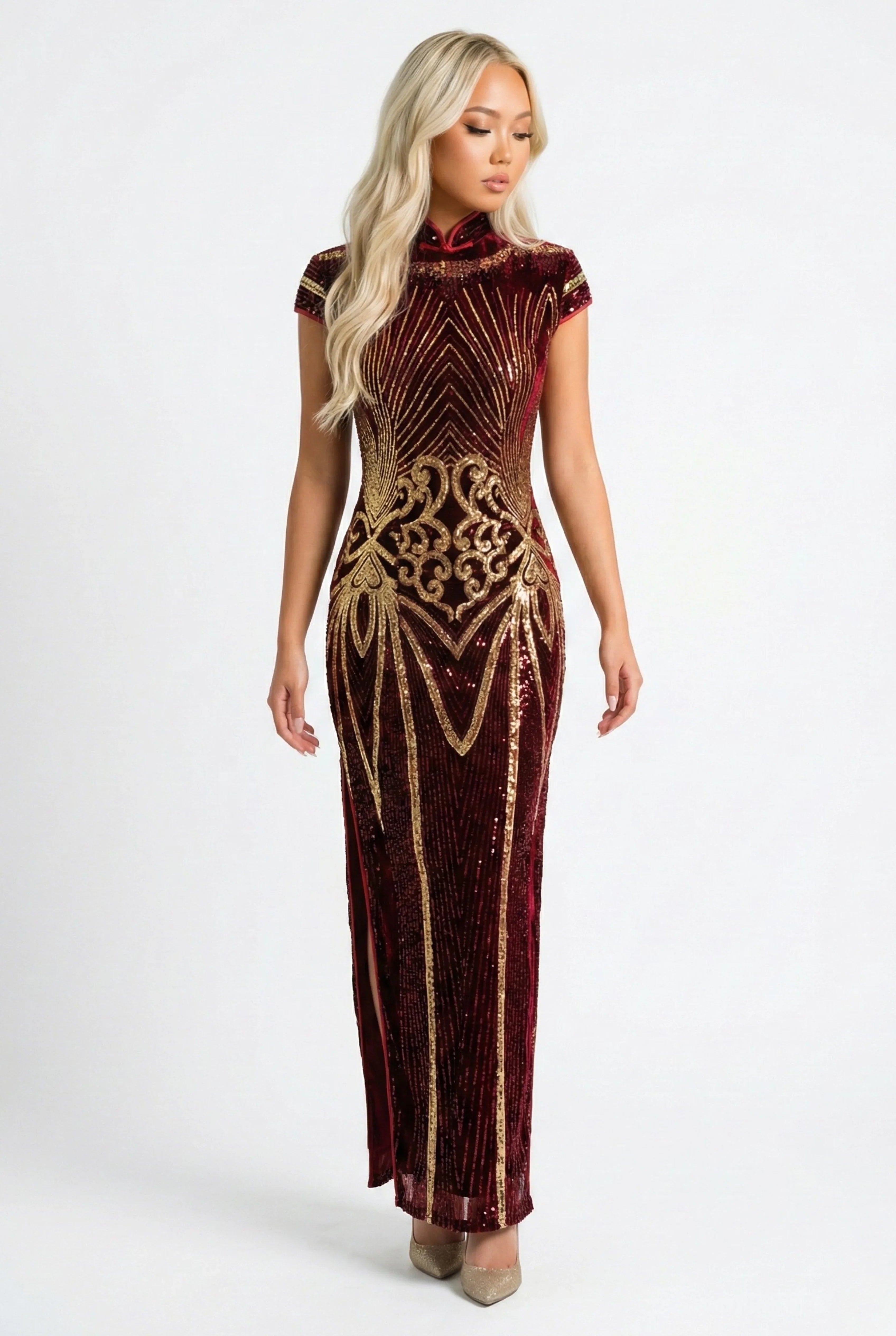 Burgundy Qipao