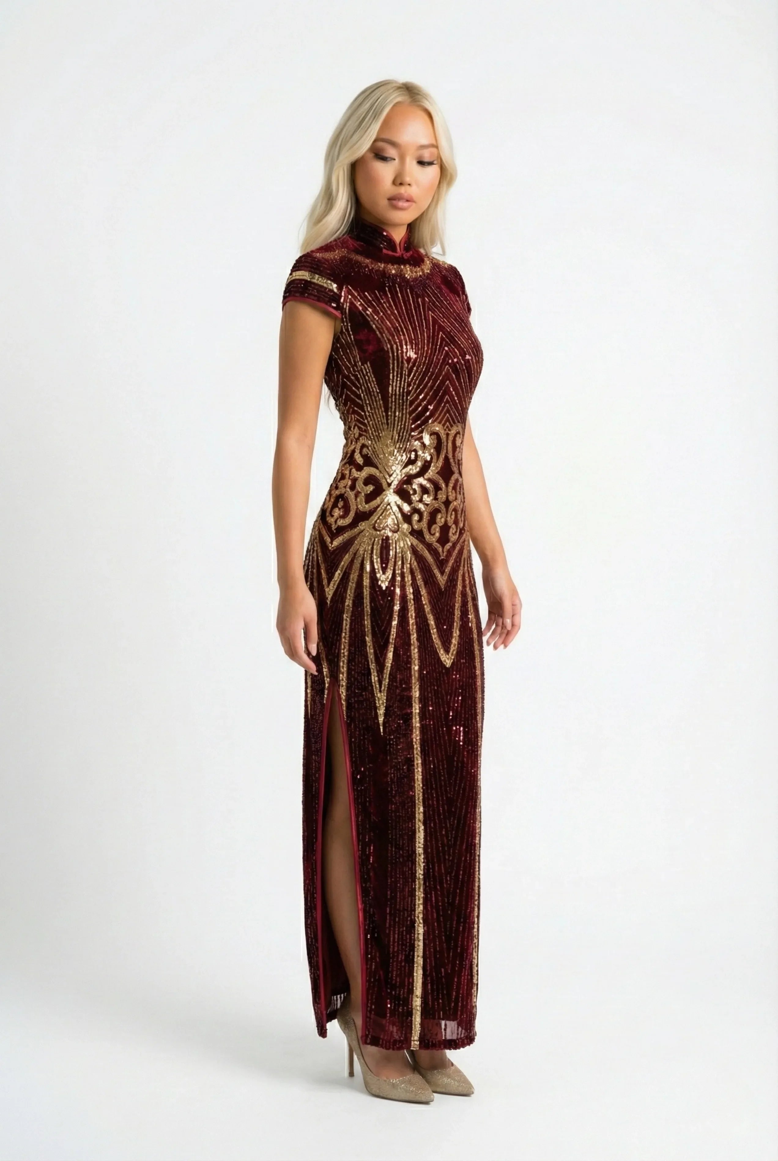 Burgundy Qipao