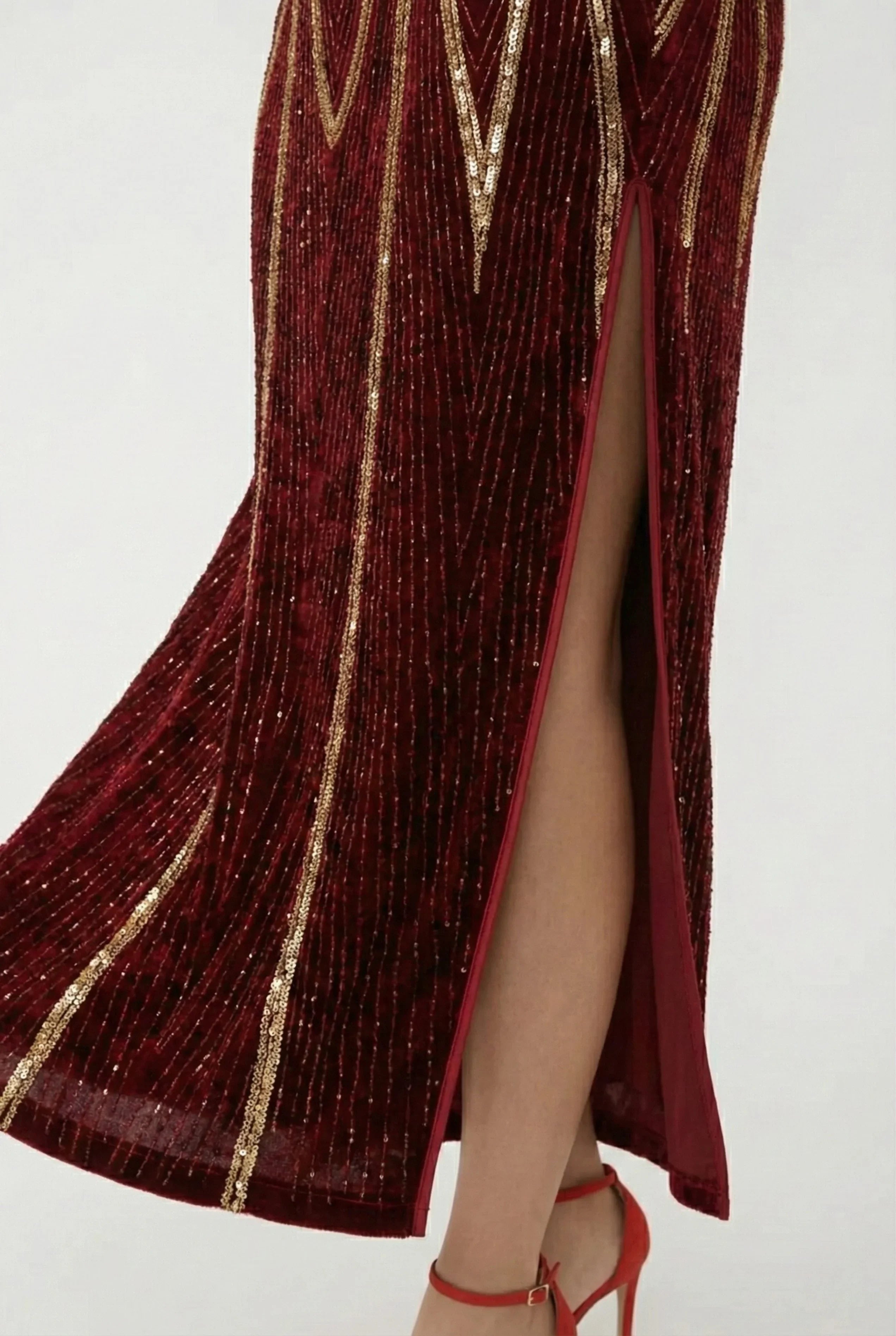 Burgundy Qipao skirk 